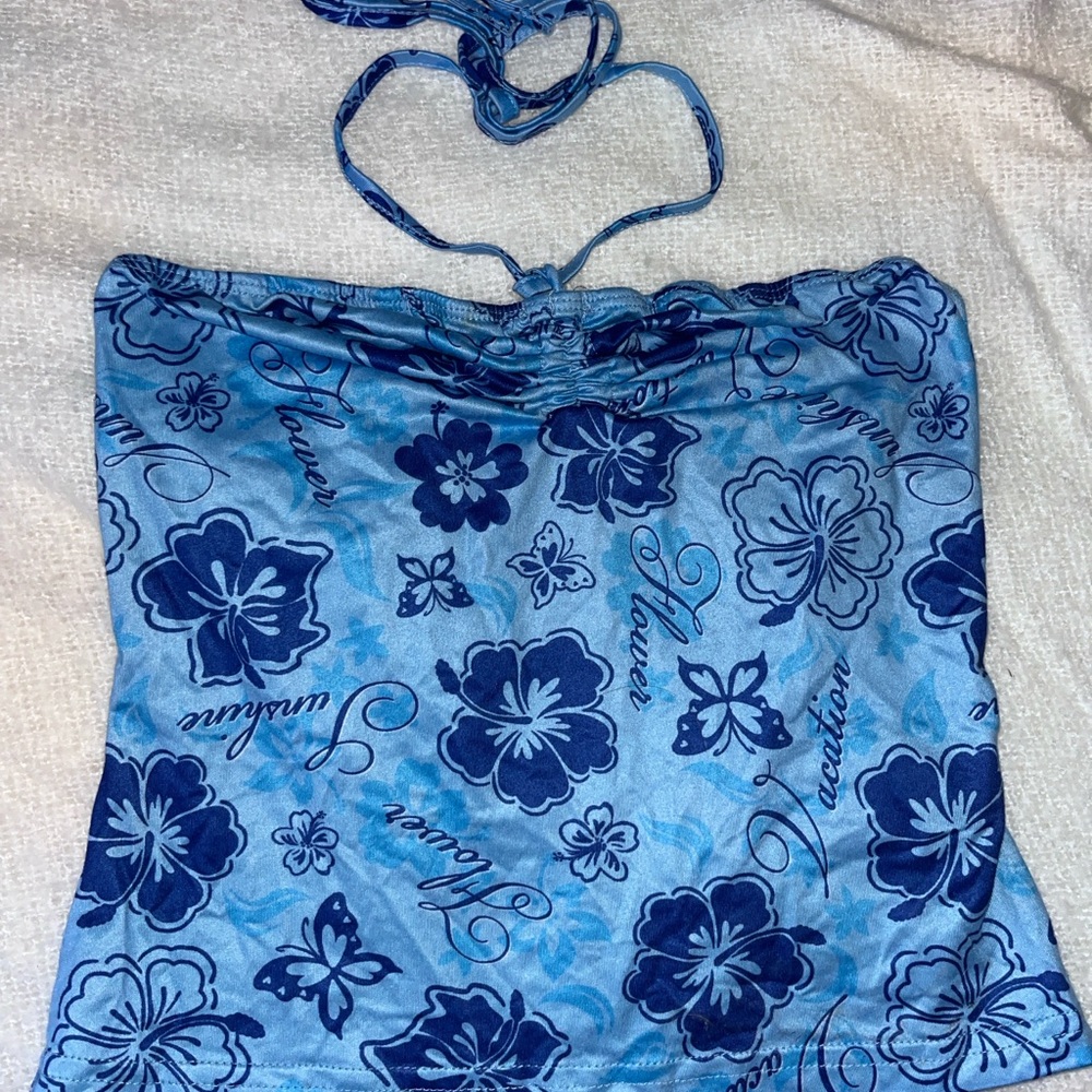 Blue Floral Halter Top